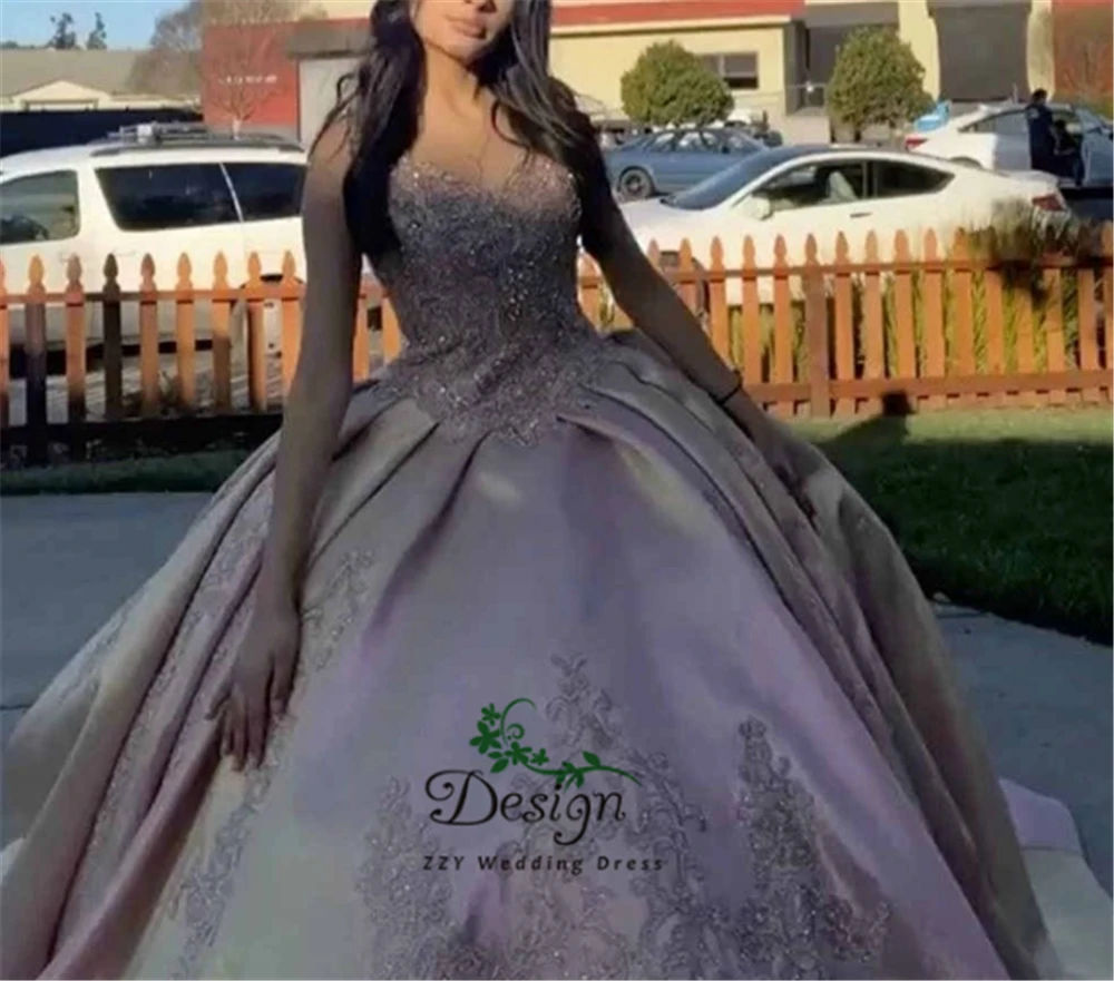 

Pink Satin Quinceanera Dresses Bodice Corset Beading Spaghetti Straps Satin Lace Appliques Sweet 16 Prom Gowns Vestidos Lace-Up