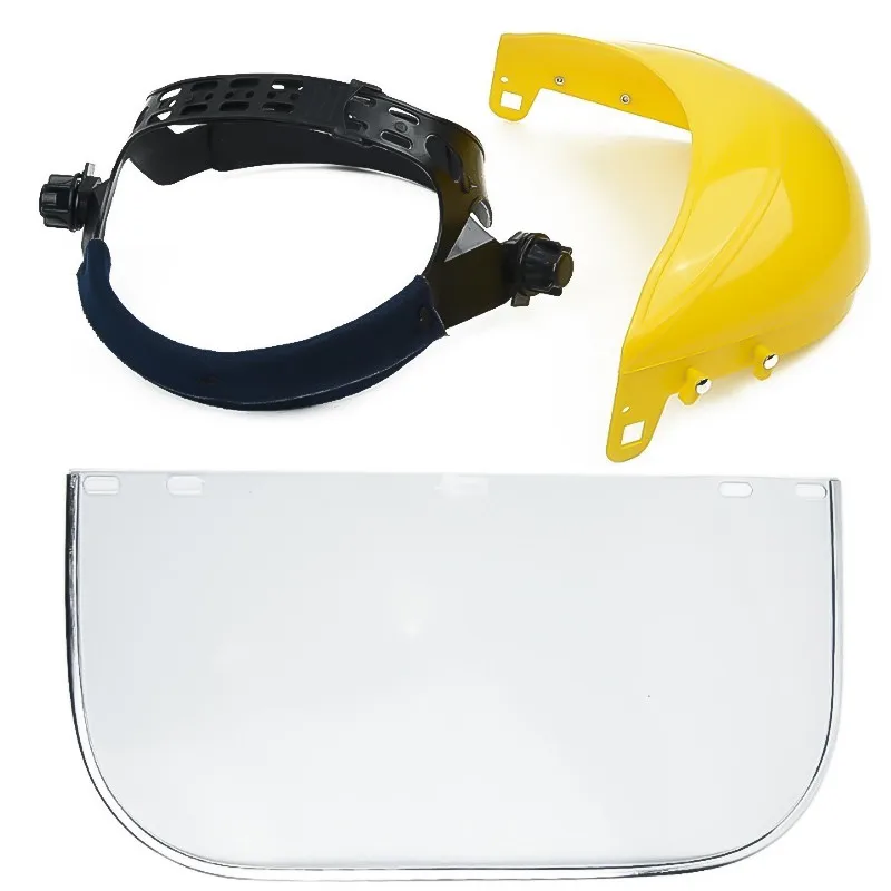 Защитная маска регулируемая прозрачная из ПВХ противоплевательная пылезащитная щиток для лица с запасными защитными щитками для глаз.