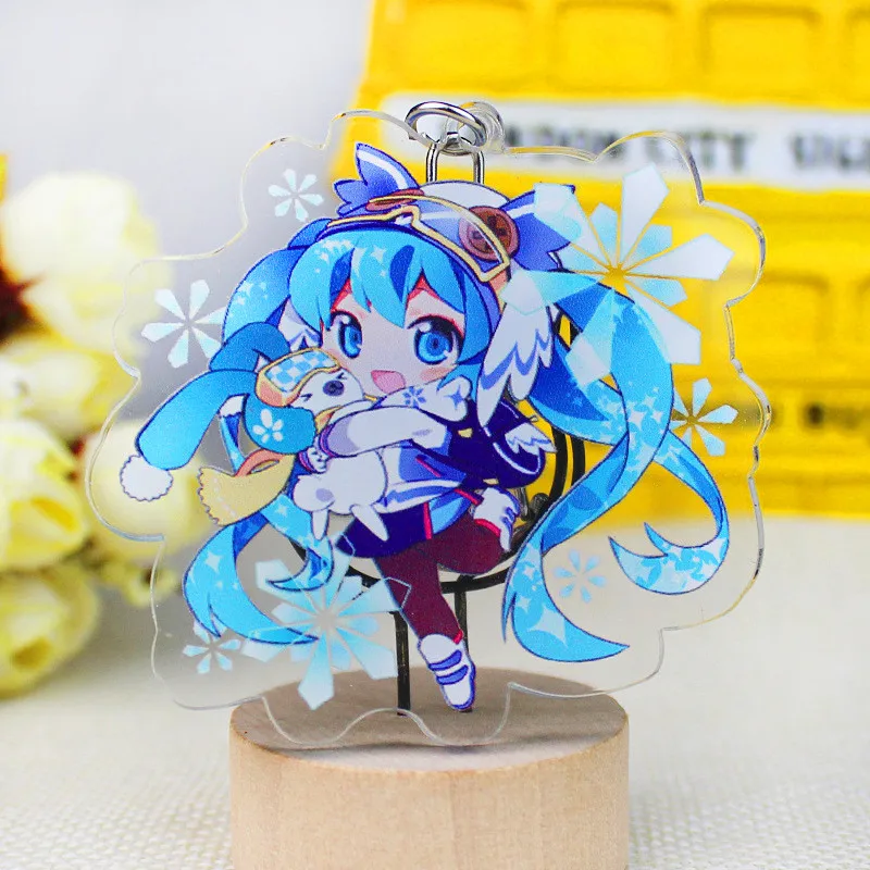 Hatsune Мику акриловый брелок Luo Tianyi аниме подвеска автомобильные аксессуары японский прозрачный брелок игра зеленый лук Брелок - Цвет: 10