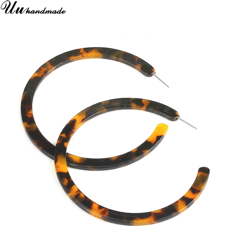 Женские акриловые серьги кольца большие круглые с леопардовым