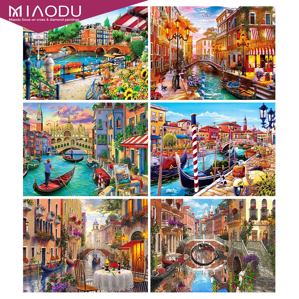 

Miaodu Diamond Painting Scenic Full Dril Diamond Mosaic Venice Picture Of Rhinestones Embroidery City Beaded Handmade Gift
