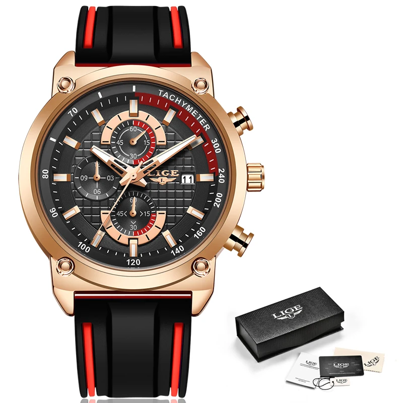 

LIGE Watch Top Brand Mens Watches With Chronograph Sports Waterproof Clock Man Watches Military Luxury Watch Men Analog Quartz