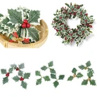 Рождественские украшения, три листа, ягоды, красные, золотые, новогодние гирлянды для украшения дома, вечерние, новогодний подарок, 510 шт.