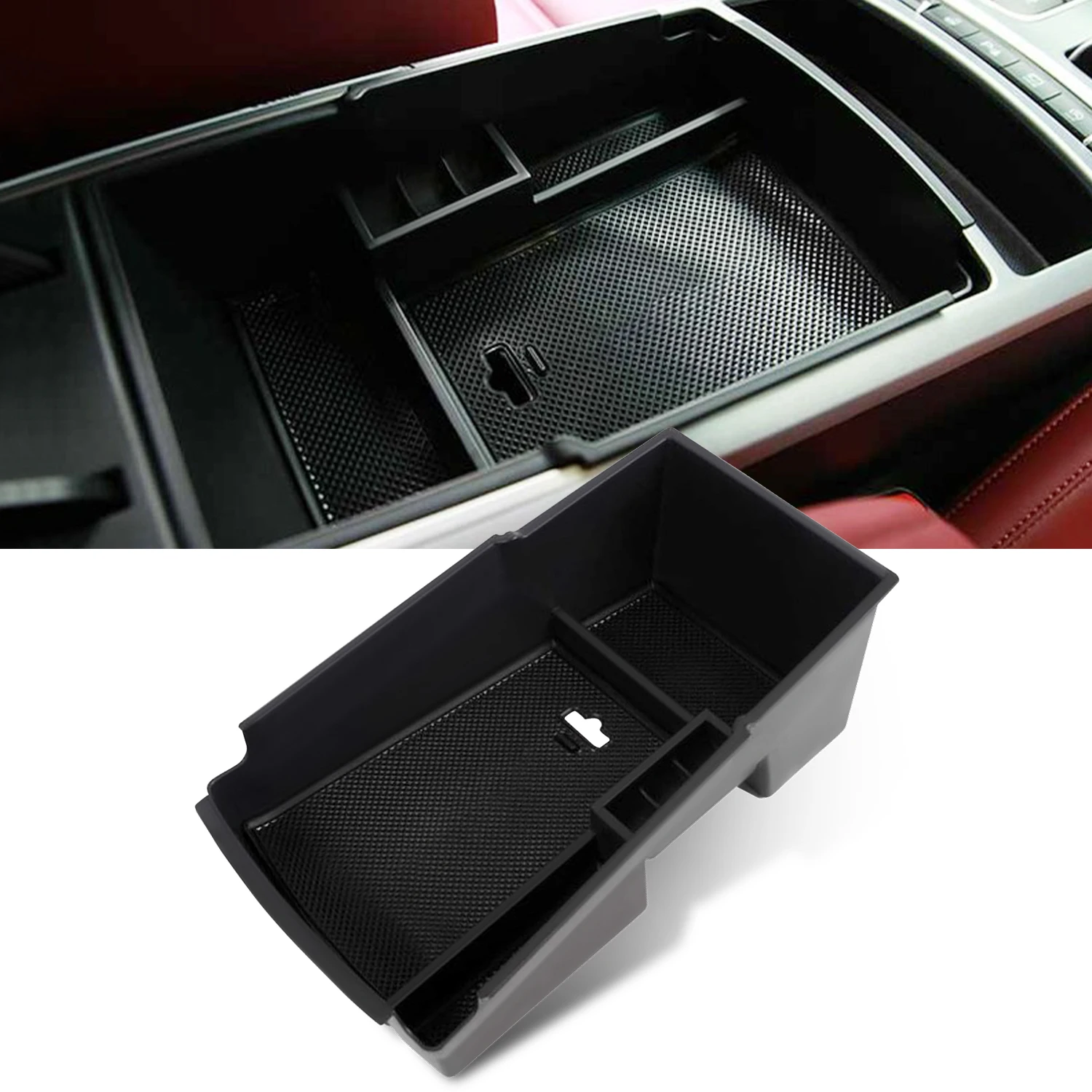 

RUIYA For Stinger 2018 2019 2020 Car Armrest Box Storage Central Control Container Auto Interior Organize Accessories Black