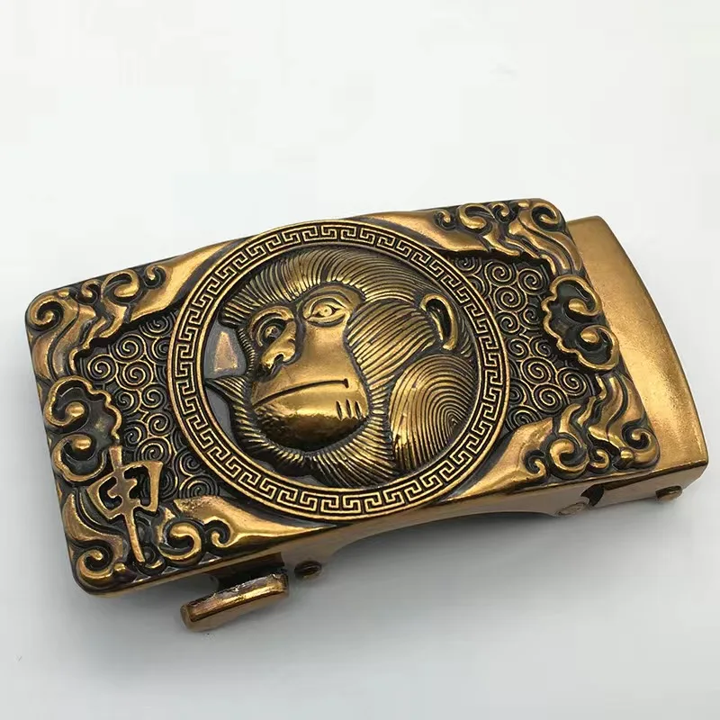 

New Design Animals Pattern Chinese Zodiac Brass Metal Buckle Cowboy Styles Solid Copper Belt Buckles for Men 2010