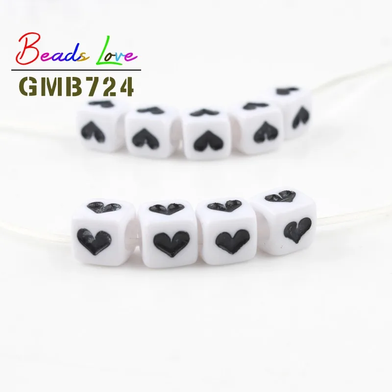 Оптовая продажа Микс 100 шт. белые квадратные сердца акриловые бусины россыпью для