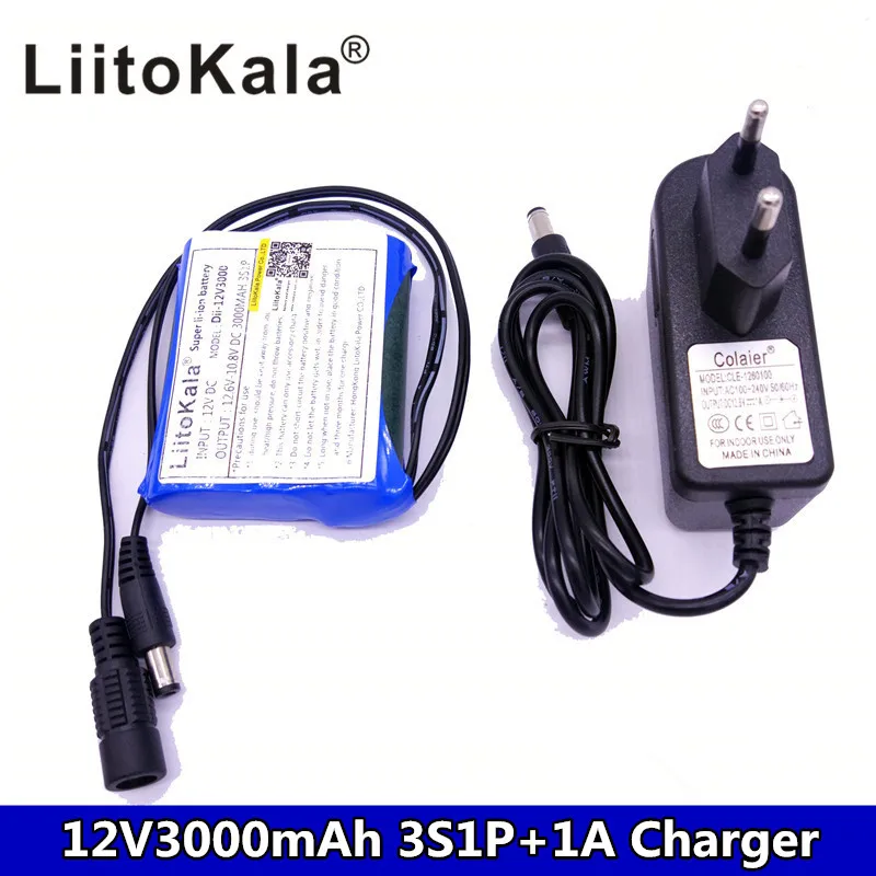 Liitokala 12V 3000mAh 3S1P литиевая батарея 18650 литиевая батарея перезаряжаемая защитная пластина 1A зарядное устройство