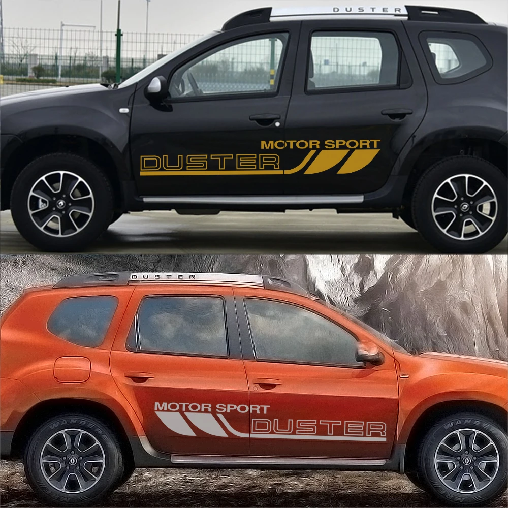 Наклейки на автомобильные двери для Dacia Duster в полоску спортивный гоночный - Фото №1