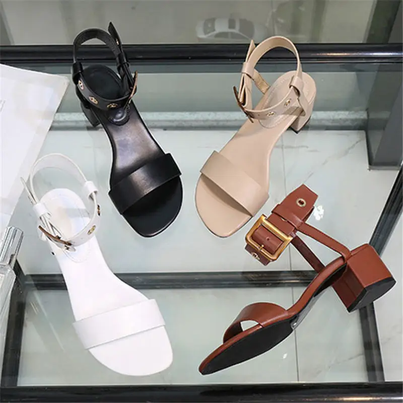 Сандалии женские на квадратном каблуке роскошные брендовые босоножки с ремешком