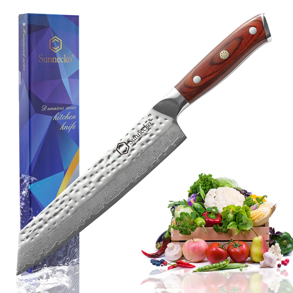 Нож шеф повара Gyuto Sunnecko острый кухонный инструмент с лезвием из дамасской стали 8