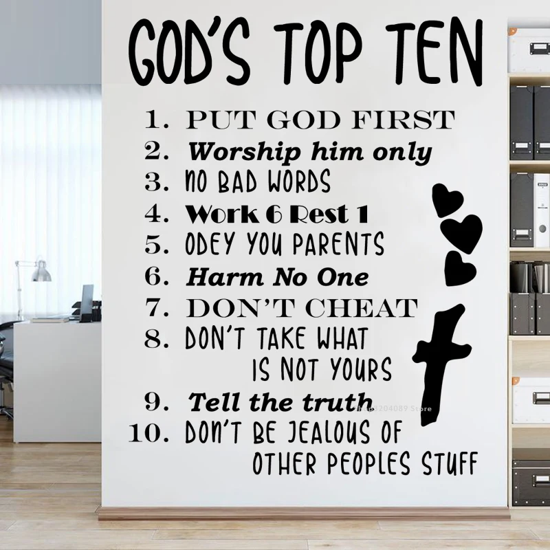 Фото Библия Бог религия Вера наклейка на стену десять Топ заповеди Бога Экзодус