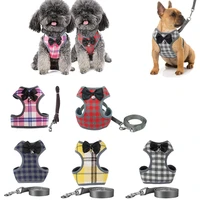 dog harness and leash set small medium dogs harness vest with bowknot bell mesh breathable padded puppy dogs cat harness no pull