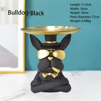 1pc resin luxury bulldog statue with tray candy key snacks storage box creative ornaments crafts living room home decor