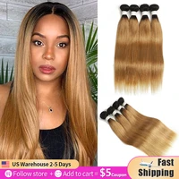 t1b27 honey blonde human hair bundles 134pc brazilian straight ombre hair weave bundles 8 26inch non remy hair extension soku