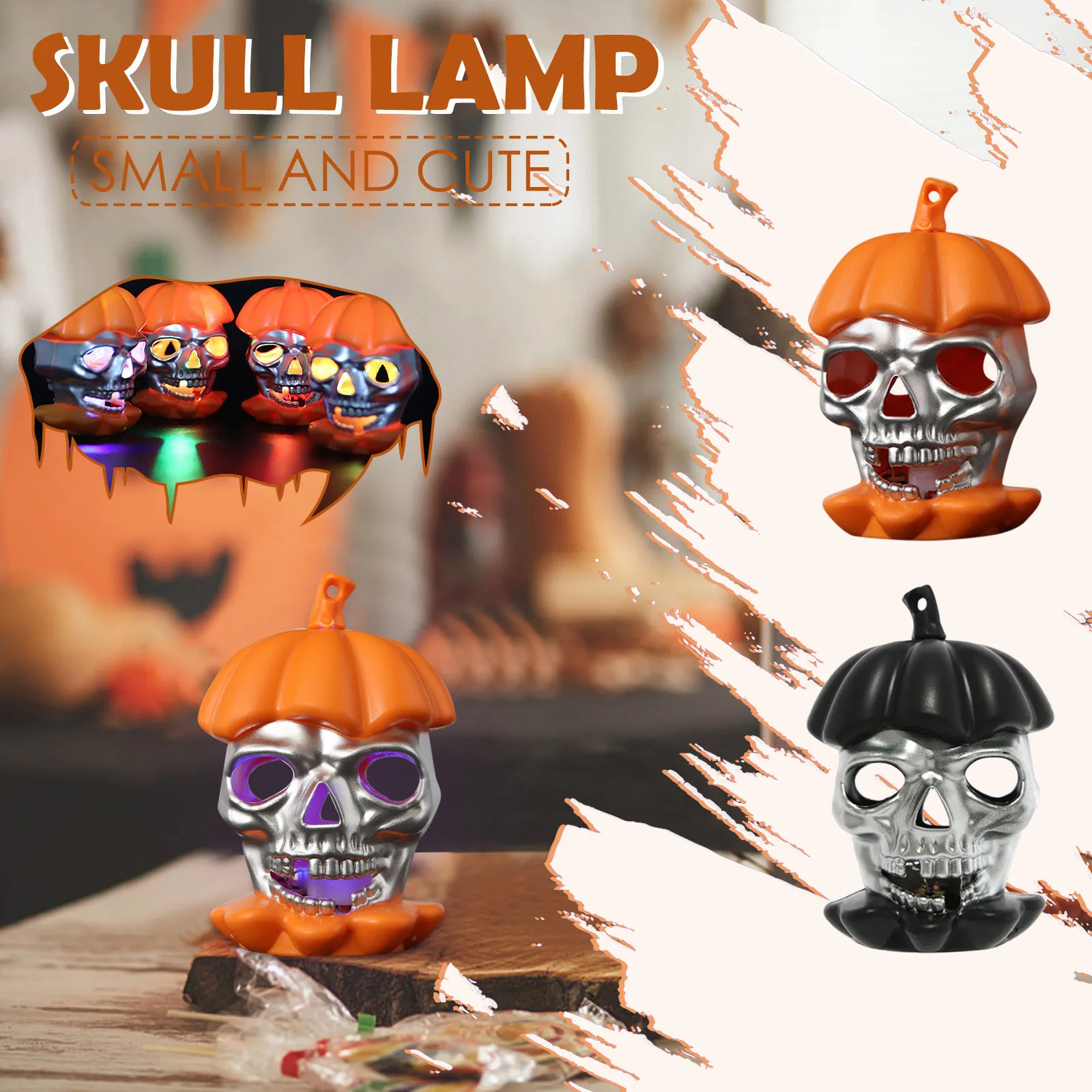

LED Halloween Colorful Night Light Pumpkin Lantern DIY Hanging Scary Halloween Candle Light Decoration Props Scary Skull Lamp#Y5