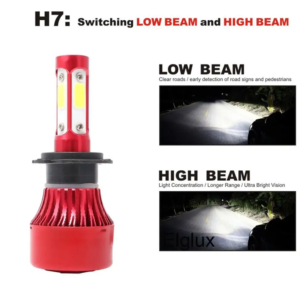 360 градусов 4 стороны H4 LED H7 H11 HB3 HB4 H1 H27 880 881 Автомобильные фары дальнего и ближнего