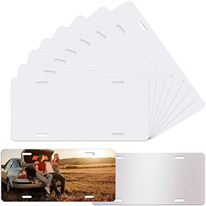 

Sublimation License Plate Blank White Aluminium Sheet DIY Thermal Transfer Advertising Plates For Custom Logo Car Plate