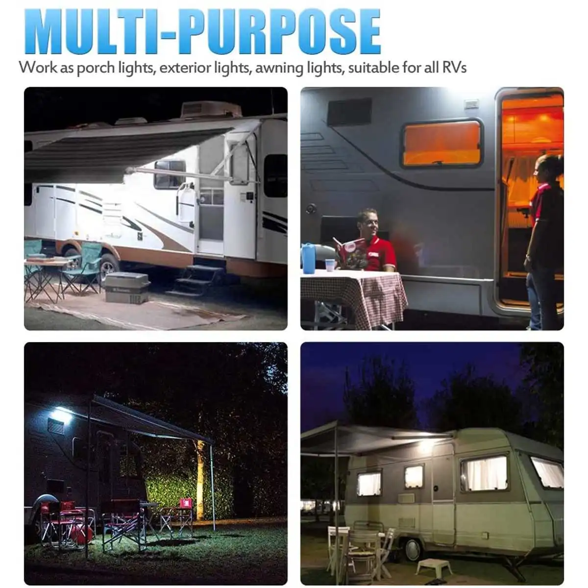 

LED Caravan Awning Porch Light 16W Motorhome Camper Interior Wall Lamps Bar Waterproof RV Van Camping Car Trailer Exterior Light