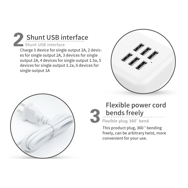 Адаптер для всех смартфонов Pad 5 V/3A 6 USB порт несколько настенных смарт зарядное