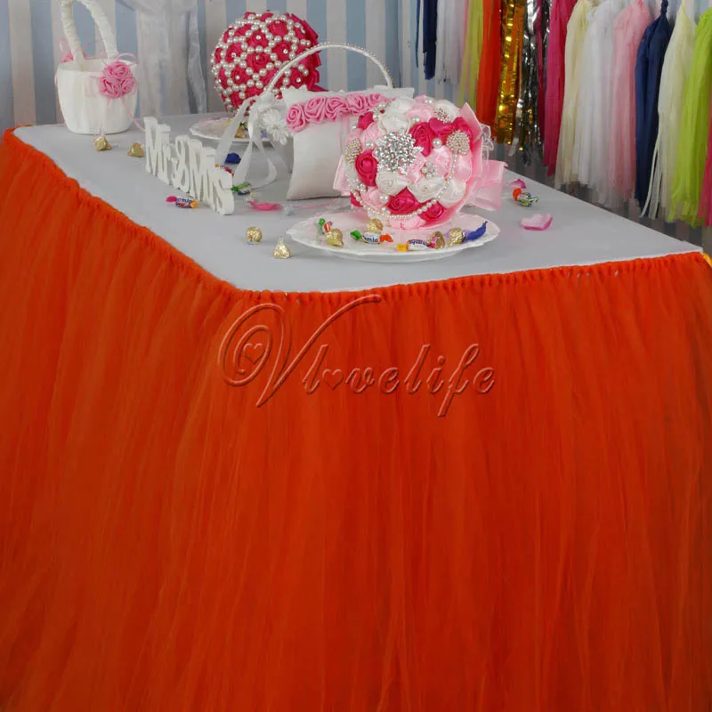 Оранжевая фатиновая юбка пачка для стола 100x80 см вечерние юбки из тюля свадьбы дня