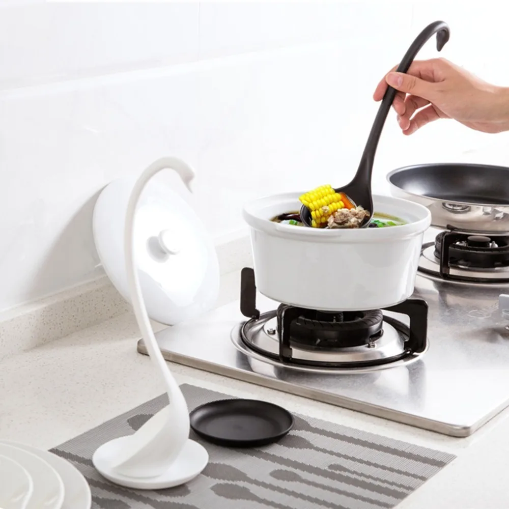 

New Swan Shaped Soup Ladle White Black Design Special Upright Swan Spoon Useful Kitchen Saucer Cooking Tool wholesale