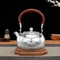 silver pot pure silver 999 kettle hand made one piece of polished surface carved tea ceremony household pure