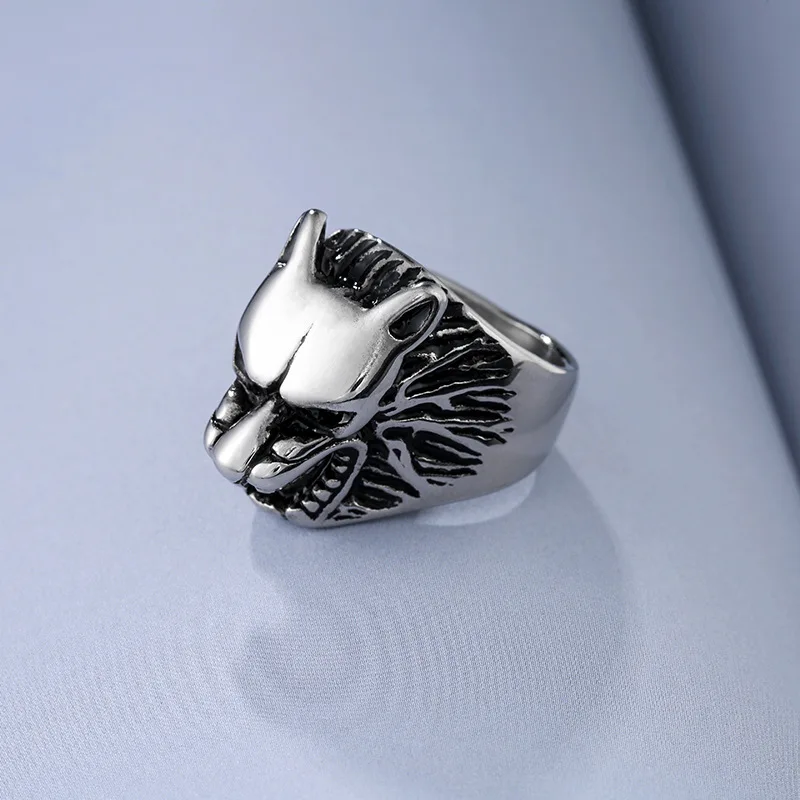 Punk Men Trend Retro Hip Hop Icefield Wolf Head Biker Rings 316L Stainless Steel Wild Animal Fashion Jewelry Boy Party 2021 | Украшения и