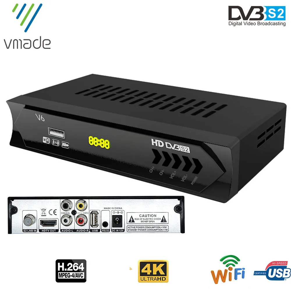 Vmade 2020 DVB S2 приемник спутниковый HD рецептор Full 1080p USB Wifi бесплатно H.264 Поддержка