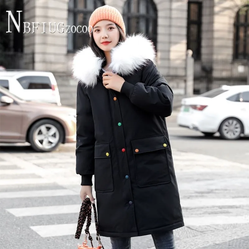 

Black Apricot Colors Women Parkas Big Pocket M-2XL Female Jacket