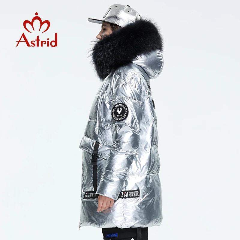 Astrid 2019 Зима новое поступление женский пуховик воротник из натурального меха с