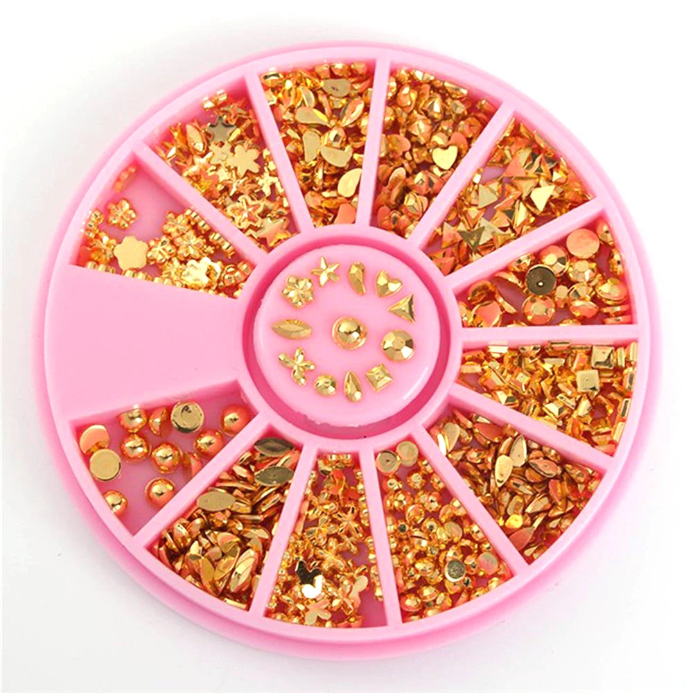 Смешанные размеры металлические заклепки камень ногтей горный хрусталь