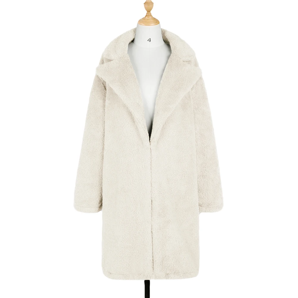 Женская однотонная куртка средней длины с длинным рукавом и плюшевым