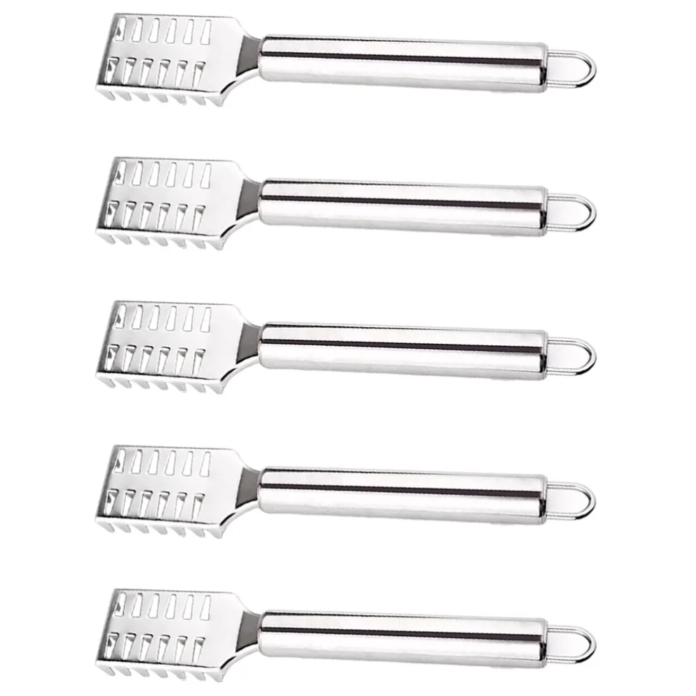 

5pcs Stainless Steel Fish Scale Scrapers Kitchen Gadget for Home Use (Silver)