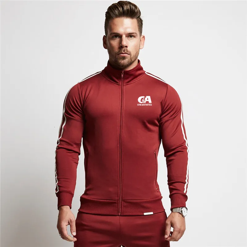 Мужские куртки кардиган на молнии с длинным рукавом и спортивные брюки