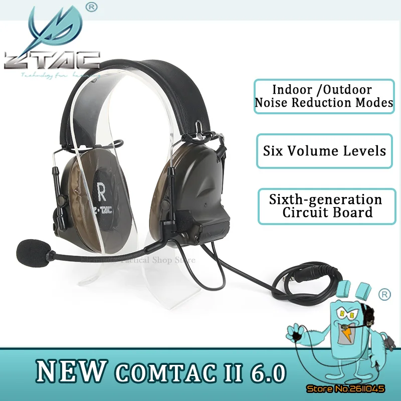 Z TAC Softai Tactical Headphones  Hunting Comta II  Pelto Active Pickup Noise Canceling Airsoft Military Headset Baofeng PTT