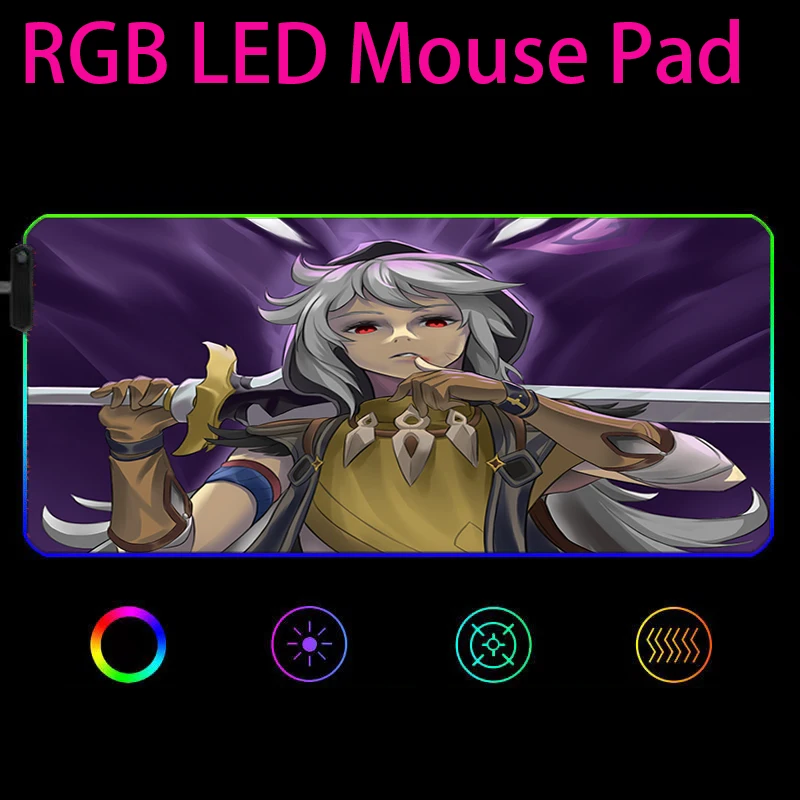 

Genshin Impact RGB Gaming XXL Mouse Pad Mousepad Large Mause Pad Keyboard Desk Carpet Game Rubber No-slip LED Mouse Mat 90x40CM