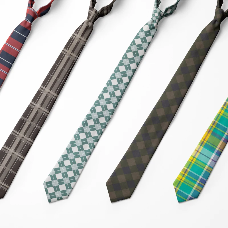 Классический галстук из полиэстера, мужской галстук в клетку, узкие галстуки 8 см, тонкие красные, синие галстуки для мужчин, деловой, свадеб...