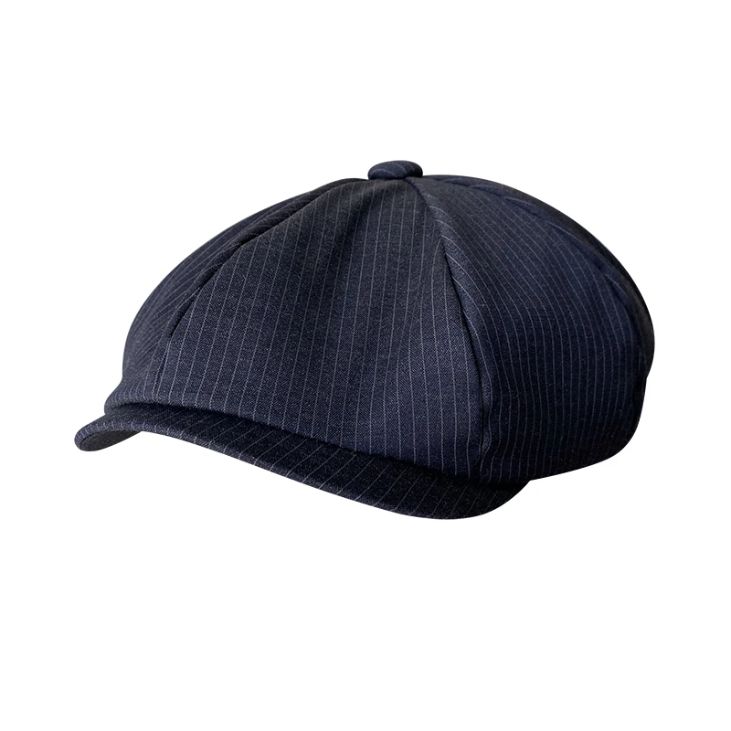 

Men's cap 2021 New Men's Newsboy Hats Dark Blue Stripes Vintage Winter Cap Octagon Cap Women Berets Gatsby Flat Hat BLM376
