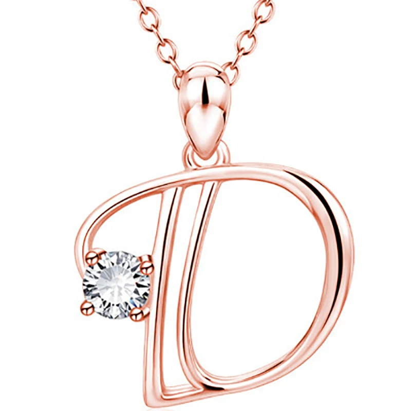 

Women's Fashion Necklace 26 Capital Letter A-Z Pendant with Rhinestone Lightweight Rose Gold Necklace Suitable