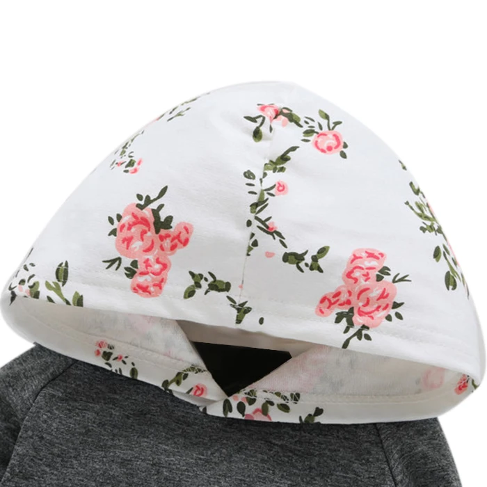 3 шт. кофта с капюшоном и брюки-кенгуру цветочным принтом | Детская одежда обувь