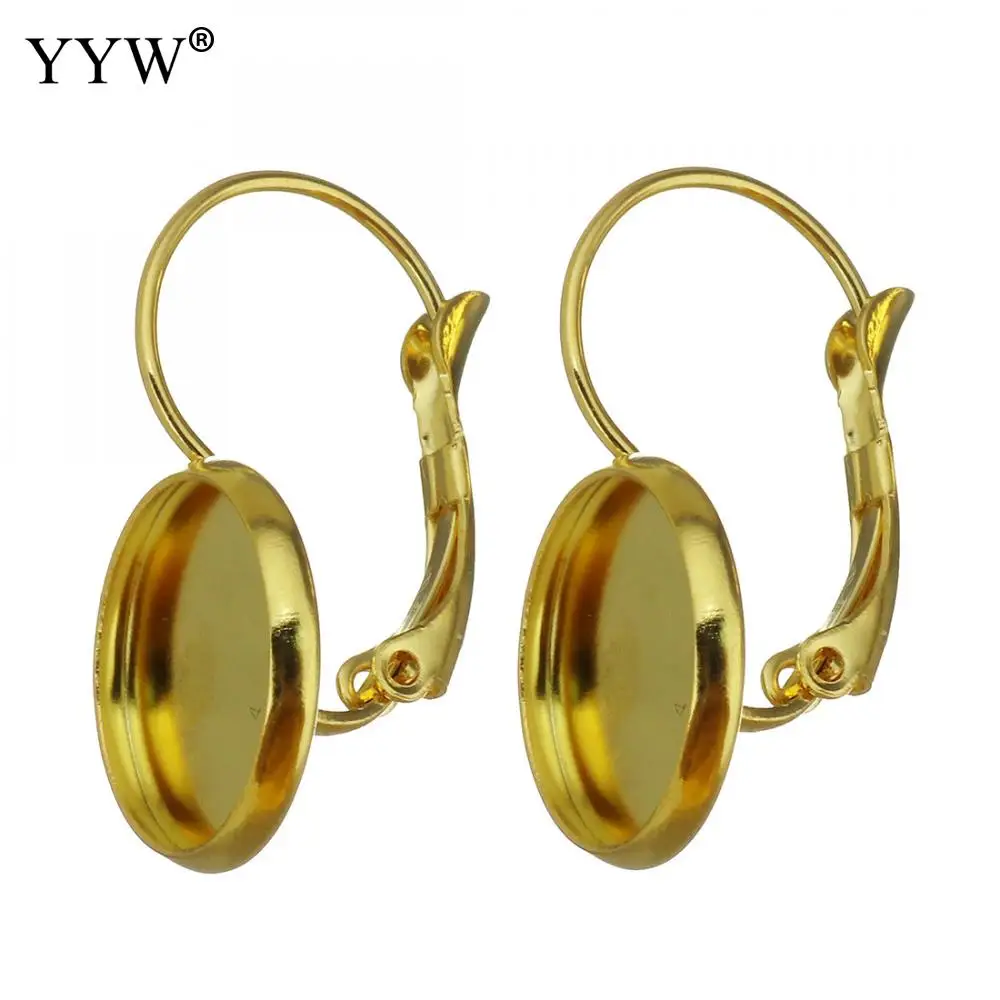 100PCs/Bag Rose Gold Color Stainless Steel Tray Bezel Cabochon Earring Blank Setting Round Ear Base Findings DIY Jewelry Making