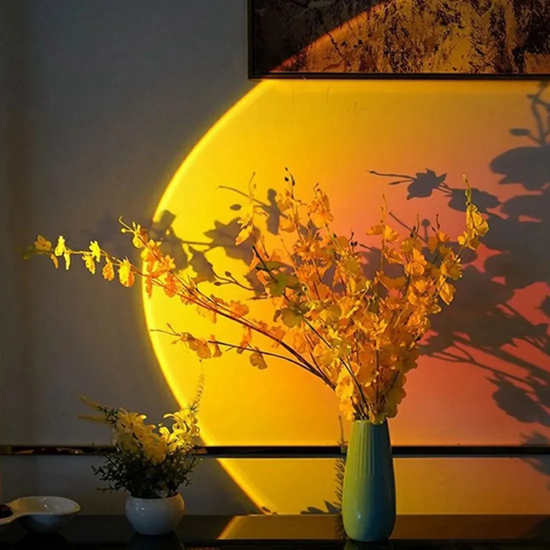

Night Light Rainbow Sunset Projection Lamps Atmosphere Home Coffee Shop Background Wall Decoration Colorful Lamp for bedroom