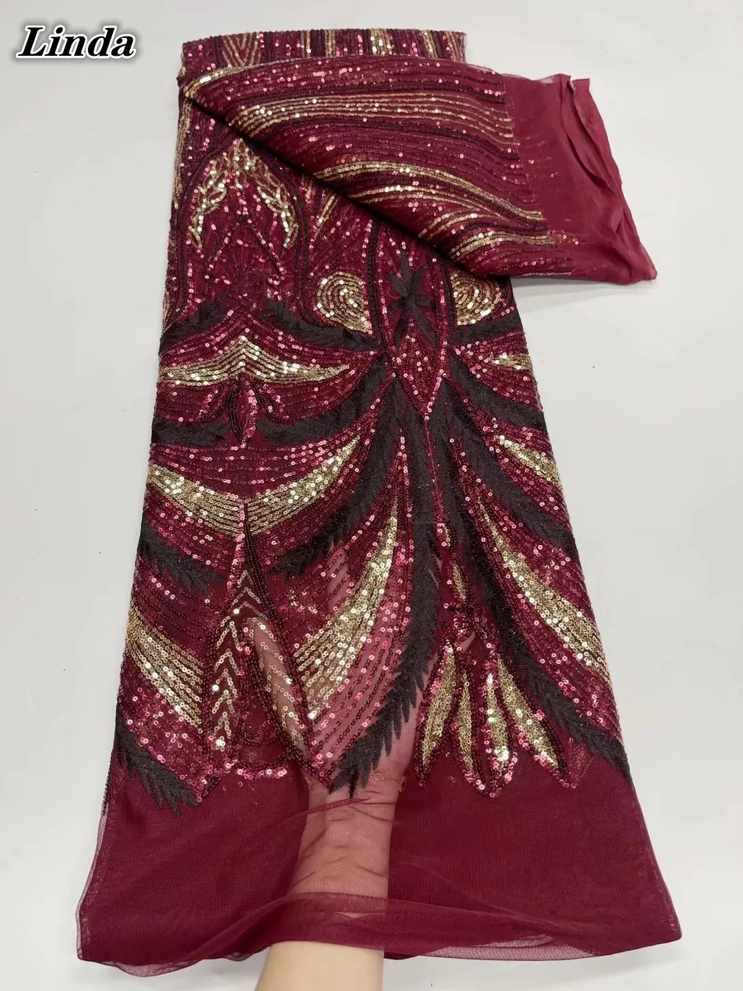 

Linda Latest Small Sequence Lace French Tulle Mesh High Quality Navy Blue Crochet Embroidered Nigerian Soft Lace Fabrics