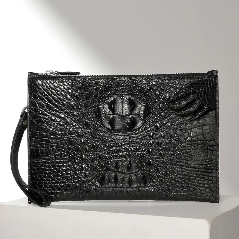 

New Alligator Leather Luxury Men's Envelope Bags High Quality Business Leisure Multi Card Handbag Genuine Leather Briefcase