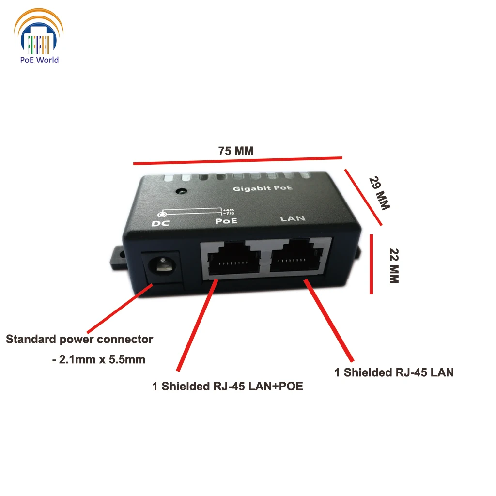 ModeB питание по этернету гигабитный Пассивный PoE инжектор/разветвитель с 48v15w