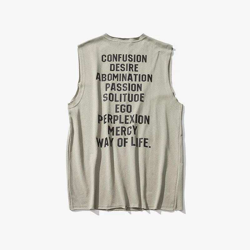 

Summer 2021 new Alphabetical Print Sleeveless T-Shirt Tvest Male