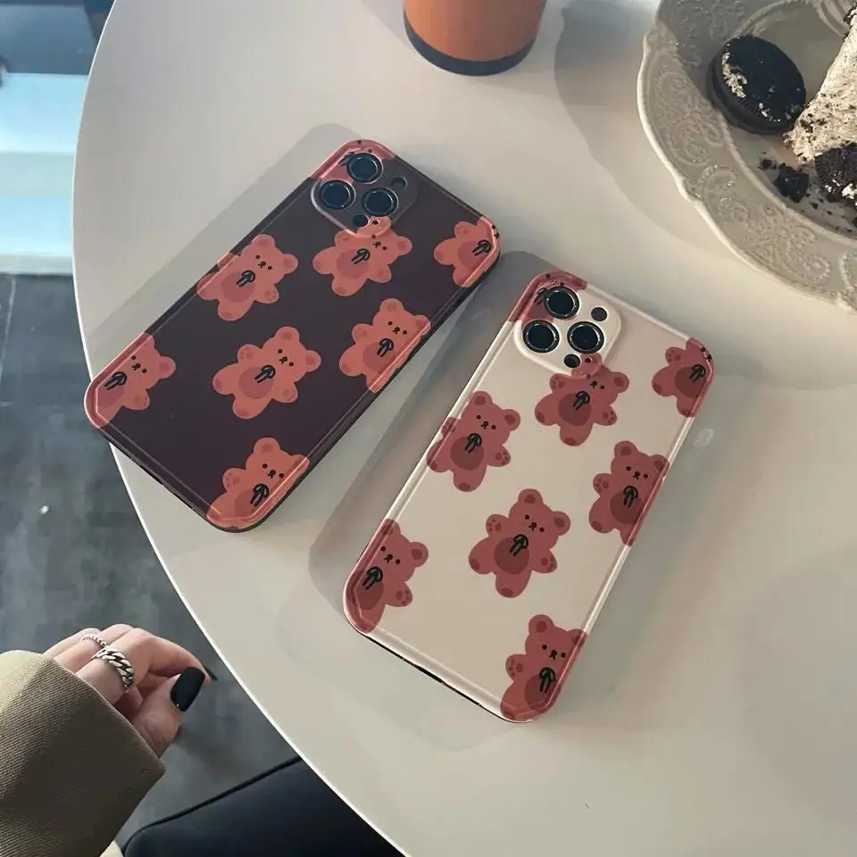 Чехол с милым бантом и медведем для iPhone 11 12 XR XS 7/8 SE 2020 силиконовый чехол новинка