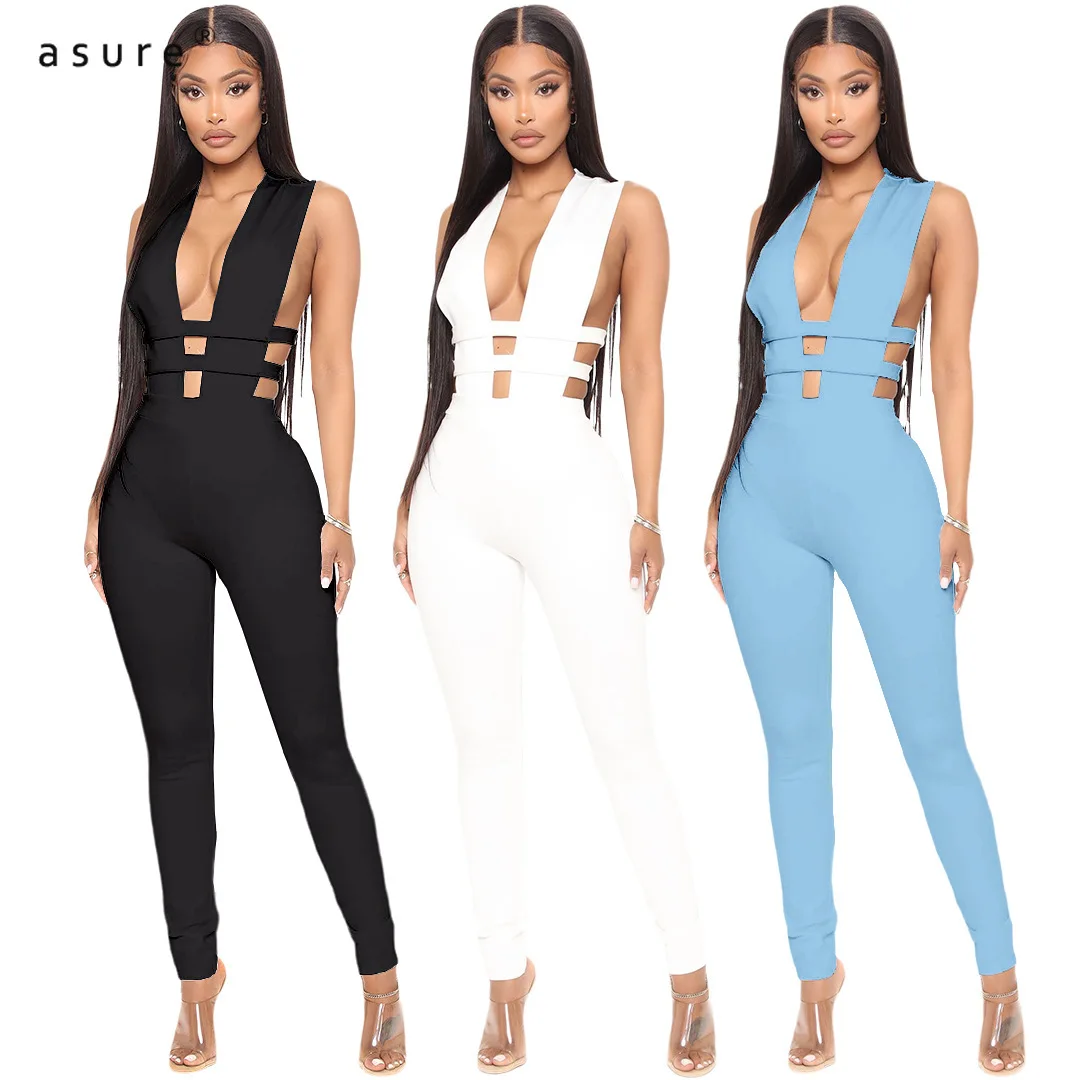 Jumpsuit Women Pants Body Black Overalls Sexy Femme Baddie Clothes One Piece Club Outfits Tracksuit Elegant Catsuit GL6352