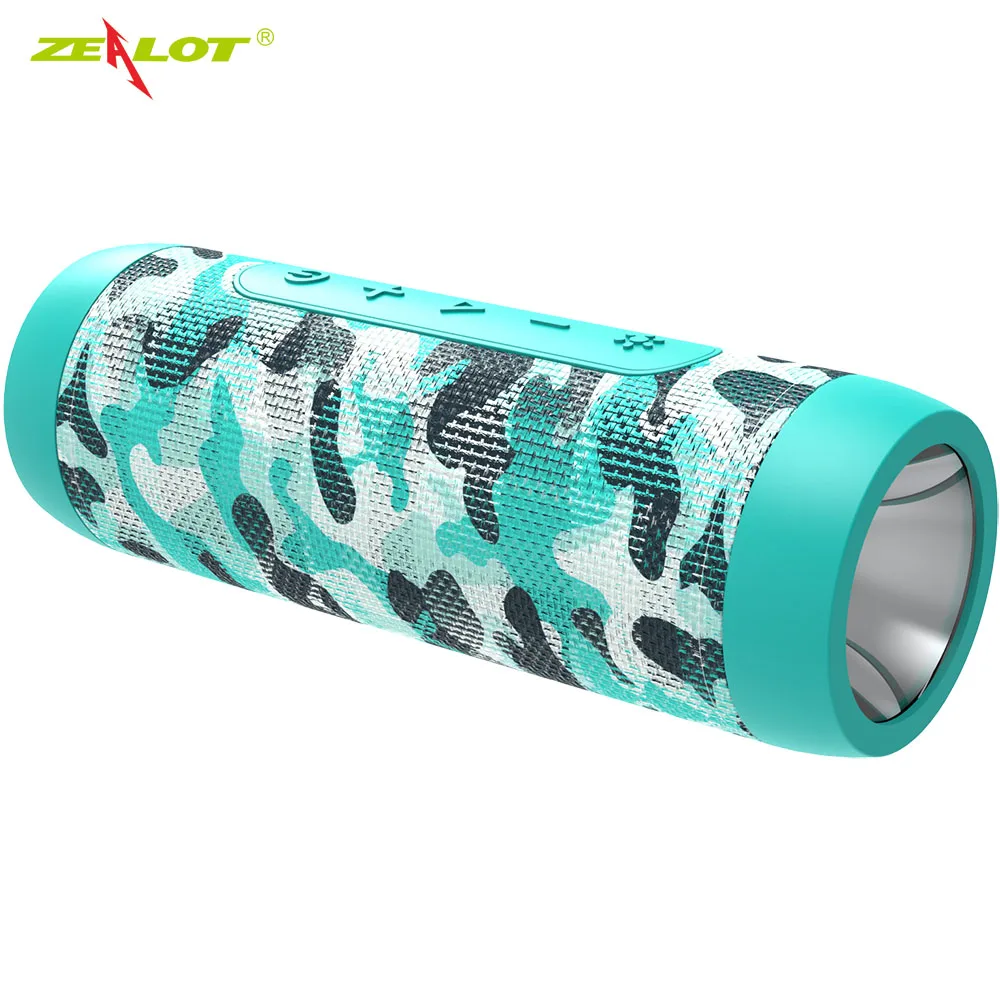Green Camouglage Zealot S22 портативный Bluetooth динамик открытый беспроводной динамик fm радио сабвуфер с фонариком+ банк питания, поддержка TF карты - Цвет: Green Camouglage