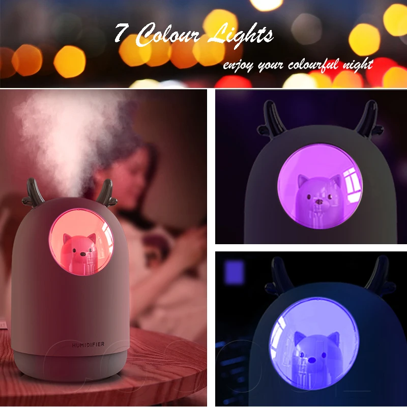 

Air humidifier Essential Oil Diffuse eliminate static electricity clean air Care for skin Nano spray technology 7 color lights